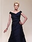 cheap Special Occasion Dresses-Ball Gown Elegant Formal Evening Wedding Party Military Ball Dress Off Shoulder Short Sleeve Floor Length Taffeta with Criss Cross Beading 2021