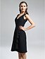 cheap Bridesmaid Dresses-A-Line Bridesmaid Dress V Neck Sleeveless Little Black Dress Knee Length Chiffon with Ruffles / Side Draping / Flower 2022