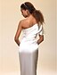 Χαμηλού Κόστους Βραδινά Φορέματα-Ίσια Γραμμή Στυλ Διασήμων Φόρεμα Επίσημο Βραδινό Μακρύ Κοντομάνικο Ένας Ώμος Ελαστικό Σατέν με Πλαϊνό ντραπέ Με Άνοιγμα Μπροστά 2022