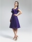 cheap Bridesmaid Dresses-A-Line Straight Neckline Knee Length Chiffon Bridesmaid Dress with Ruffles / Draping