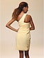 رخيصةأون فساتين حسب الطلب-عامودي كتف واحد قصير ستان مطاطي فستان مع ثنيات جانبية / روش بواسطة TS Couture®