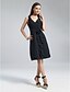 cheap Bridesmaid Dresses-A-Line Bridesmaid Dress V Neck Sleeveless Little Black Dress Knee Length Chiffon with Ruffles / Side Draping / Flower 2022