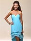 cheap Special Occasion Dresses-Sheath / Column High Low Holiday Cocktail Party Dress Strapless Notched Sleeveless Asymmetrical Chiffon with Beading Side Draping 2021