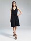 cheap Bridesmaid Dresses-A-Line Bridesmaid Dress V Neck Sleeveless Little Black Dress Knee Length Chiffon with Ruffles / Side Draping / Flower 2022