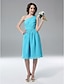 cheap Bridesmaid Dresses-A-Line One Shoulder Knee Length Chiffon Bridesmaid Dress with Side Draping / Ruched / Pleats by LAN TING BRIDE®