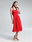 cheap Bridesmaid Dresses-A-Line Halter Neck Knee Length Chiffon Bridesmaid Dress with Draping by LAN TING BRIDE® / Open Back