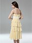cheap The Wedding Store-Sheath / Column Bridesmaid Dress Spaghetti Strap Sleeveless Color Block Tea Length Chiffon with Sash / Ribbon 2022