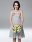 cheap Bridesmaid Dresses-Princess / A-Line Bridesmaid Dress Strapless Sleeveless Knee Length Chiffon with Side Draping / Flower 2022