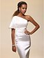 cheap Evening Dresses-Sheath / Column Celebrity Style Dress Formal Evening Floor Length Short Sleeve One Shoulder Stretch Satin with Side Draping Split Front 2022