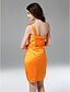 cheap Bridesmaid Dresses-Sheath / Column Bridesmaid Dress One Shoulder Sleeveless Short / Mini Taffeta with Ruched / Flower 2022