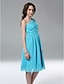 cheap Bridesmaid Dresses-A-Line One Shoulder Knee Length Chiffon Bridesmaid Dress with Side Draping / Ruched / Pleats by LAN TING BRIDE®