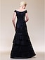 cheap Special Occasion Dresses-Ball Gown Elegant Formal Evening Wedding Party Military Ball Dress Off Shoulder Short Sleeve Floor Length Taffeta with Criss Cross Beading 2021