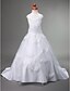 cheap Flower Girl Dresses-Princess / Ball Gown / A-Line Court Train First Communion / Wedding Party Satin / Tulle Sleeveless Straps / Sweetheart Neckline with Appliques / Spring / Summer / Fall / Winter