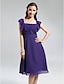 cheap Bridesmaid Dresses-A-Line Straight Neckline Knee Length Chiffon Bridesmaid Dress with Ruffles / Draping