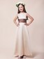 cheap Junior Bridesmaid Dresses-Princess Floor Length Junior Bridesmaid Dress Wedding Party Satin Sleeveless Bateau Neck with Sash / Ribbon 2022 / Fall / Winter / Spring / Summer / Apple