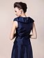 preiswerte Kleider für die Brautmutter-Eng anliegend Brautmutterkleid Vintage Inspirationen V-Ausschnitt Boden-Länge Taft Kurzarm mit Knöpfe Drapiert 2020