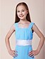 cheap Junior Bridesmaid Dresses-A-Line Straps Floor Length Chiffon / Stretch Satin Junior Bridesmaid Dress with Draping / Sash / Ribbon / Ruched by LAN TING BRIDE® / Spring / Summer / Fall / Wedding Party / Natural