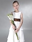 billiga Brudnäbbsklänningar i juniorstorlekar-Princess Floor Length Jewel Neck Chiffon Summer Junior Bridesmaid Dresses&amp;Gowns With Sash / Ribbon Kids Wedding Guest Dress 4-16 Year