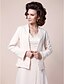 cheap Mother of the Bride Dresses-A-Line Mother of the Bride Dress Wrap Included V Neck Sweep / Brush Train Chiffon Satin Long Sleeve with Beading Draping Side Draping 2020