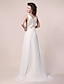 cheap Mother of the Bride Dresses-A-Line Mother of the Bride Dress Wrap Included V Neck Sweep / Brush Train Chiffon Satin Long Sleeve with Beading Draping Side Draping 2020