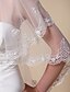 cheap Wedding Veils-Two-tier Lace Applique Edge Scalloped Edge Wedding Veil Fingertip Veils Veils for Short Hair 53 Embroidery 78.74 in (200cm) Tulle A-line,