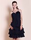 cheap Bridesmaid Dresses-Ball Gown / A-Line Bridesmaid Dress Sweetheart Neckline / Spaghetti Strap Sleeveless Little Black Dress Knee Length Chiffon with Draping / Flower 2022