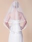 cheap Wedding Veils-Two-tier Ribbon Edge Wedding Veil Elbow Veils / Veils for Short Hair with Ribbon Tie 31.5 in (80cm) Tulle A-line, Ball Gown, Princess, Sheath / Column, Trumpet / Mermaid / Classic