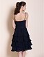 cheap Bridesmaid Dresses-Ball Gown / A-Line Bridesmaid Dress Sweetheart Neckline / Spaghetti Strap Sleeveless Little Black Dress Knee Length Chiffon with Draping / Flower 2022