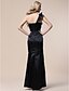 cheap Evening Dresses-Sheath / Column Furcal Formal Evening Military Ball Dress One Shoulder Sleeveless Floor Length Stretch Satin with Ruched Ruffles Split Front 2020