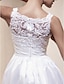 cheap Wedding Dresses-Hall Wedding Dresses A-Line Scoop Neck Regular Straps Short / Mini Lace Bridal Gowns With Bowknot Sash / Ribbon 2024
