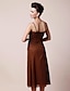 cheap Mother of the Bride Dresses-A-Line Spaghetti Strap Tea Length Chiffon Mother of the Bride Dress with Beading / Criss Cross / Ruched by LAN TING BRIDE®