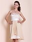 cheap Bridesmaid Dresses-Knee-length Chiffon / Satin / Lace Bridesmaid Dress - Champagne Plus Sizes / Petite A-line / Princess Strapless
