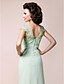 cheap Mother of the Bride Dresses-A-Line V Neck Floor Length Chiffon / Beaded Lace Mother of the Bride Dress with Beading / Lace / Ruched by LAN TING BRIDE®