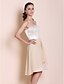 cheap Bridesmaid Dresses-Knee-length Chiffon / Satin / Lace Bridesmaid Dress - Champagne Plus Sizes / Petite A-line / Princess Strapless