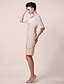 cheap Mother of the Bride Dresses-Sheath / Column Mother of the Bride Dress See Through Square Neck Knee Length Chiffon Lace Half Sleeve with Lace Ruched Draping 2021 / Illusion Sleeve