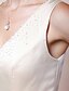 billige Kjoler til brudens mor-A-linje Kjole til brudens mor Innpakking inkludert V-hals Svøpeslep Chiffon Sateng Langermet med Perlearbeid Drapering Sidedrapering 2020