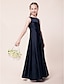 cheap Junior Bridesmaid Dresses-A-Line / Princess Jewel Neck Floor Length Satin Junior Bridesmaid Dress with Draping / Ruched by LAN TING BRIDE® / Spring / Summer / Fall / Winter / Apple