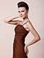 cheap Mother of the Bride Dresses-A-Line Spaghetti Strap Tea Length Chiffon Mother of the Bride Dress with Beading / Criss Cross / Ruched by LAN TING BRIDE®
