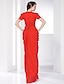 cheap Evening Dresses-Sheath / Column Celebrity Style Dress Formal Evening Military Ball Floor Length Short Sleeve Plunging Neck Chiffon with Ruched Draping Split Front 2023