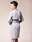 cheap Mother of the Bride Dresses-Sheath / Column Mother of the Bride Dress Strapless Knee Length Chiffon Long Sleeve No with Ruched Beading Side Draping 2024