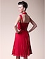 cheap Mother of the Bride Dresses-A-Line Mother of the Bride Dress Open Back Straps Knee Length Chiffon Sleeveless with Pleats Ruched 2020