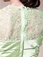 cheap Mother of the Bride Dresses-A-Line Mother of the Bride Dress See Through Square Neck Floor Length Satin Half Sleeve No with Lace Criss Cross Ruched 2024