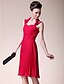 cheap Mother of the Bride Dresses-A-Line Mother of the Bride Dress Open Back Straps Knee Length Chiffon Sleeveless with Pleats Ruched 2020