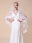זול הינומות חתונה-One-tier Tulle Waltz Wedding Veils With Lace Applique Edge