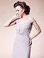 cheap Mother of the Bride Dresses-A-Line Mother of the Bride Dress Open Back Straps Court Train Chiffon Lace Short Sleeve with Beading 2021