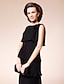 cheap Mother of the Bride Dresses-Sheath / Column Bateau Neck Knee Length Chiffon Sleeveless Little Black Dress Mother of the Bride Dress with Pleats / Flower Mother&#039;s Day 2020