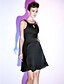Χαμηλού Κόστους Φορέματα για Ειδικές Περιστάσεις-Βραδινή τουαλέτα Μικρό Μαύρο Φόρεμα Καλωσόρισμα Κοκτέιλ Πάρτι Φόρεμα Λουριά Αμάνικο Κοντό / Μίνι Σατέν σιφόν με Πιασίματα Χάντρες Που καλύπτει 2020