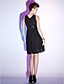 cheap Cocktail Dresses-Fit &amp; Flare Little Black Dress Cute Homecoming Cocktail Party Dress Bateau Neck Boat Neck Sleeveless Knee Length Chiffon Stretch Satin with Sequin Draping 2021