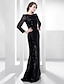 cheap Special Occasion Dresses-Sheath / Column All Celebrity Styles Open Back Formal Evening Military Ball Dress Bateau Neck Long Sleeve Floor Length Sequined with 2021