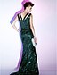cheap Evening Dresses-Mermaid / Trumpet Sheath / Column Elegant Celebrity Style Sparkle &amp; Shine Formal Evening Military Ball Dress V Neck Sleeveless Sweep / Brush Train Sequined with Sequin 2020